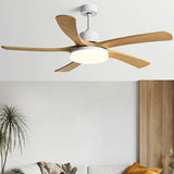 Simple Remote Contemporary Wood Blade Ceiling Fan Light Image - 4