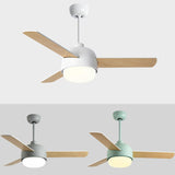 Simple Remote Dimmable 3 Blades Wood Ceiling Fan Light Image - 11