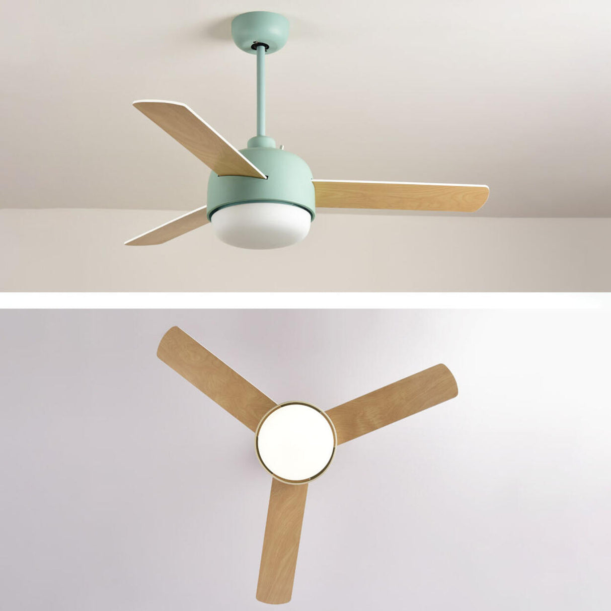 Simple Remote Dimmable 3 Blades Wood Ceiling Fan Light Image - 12