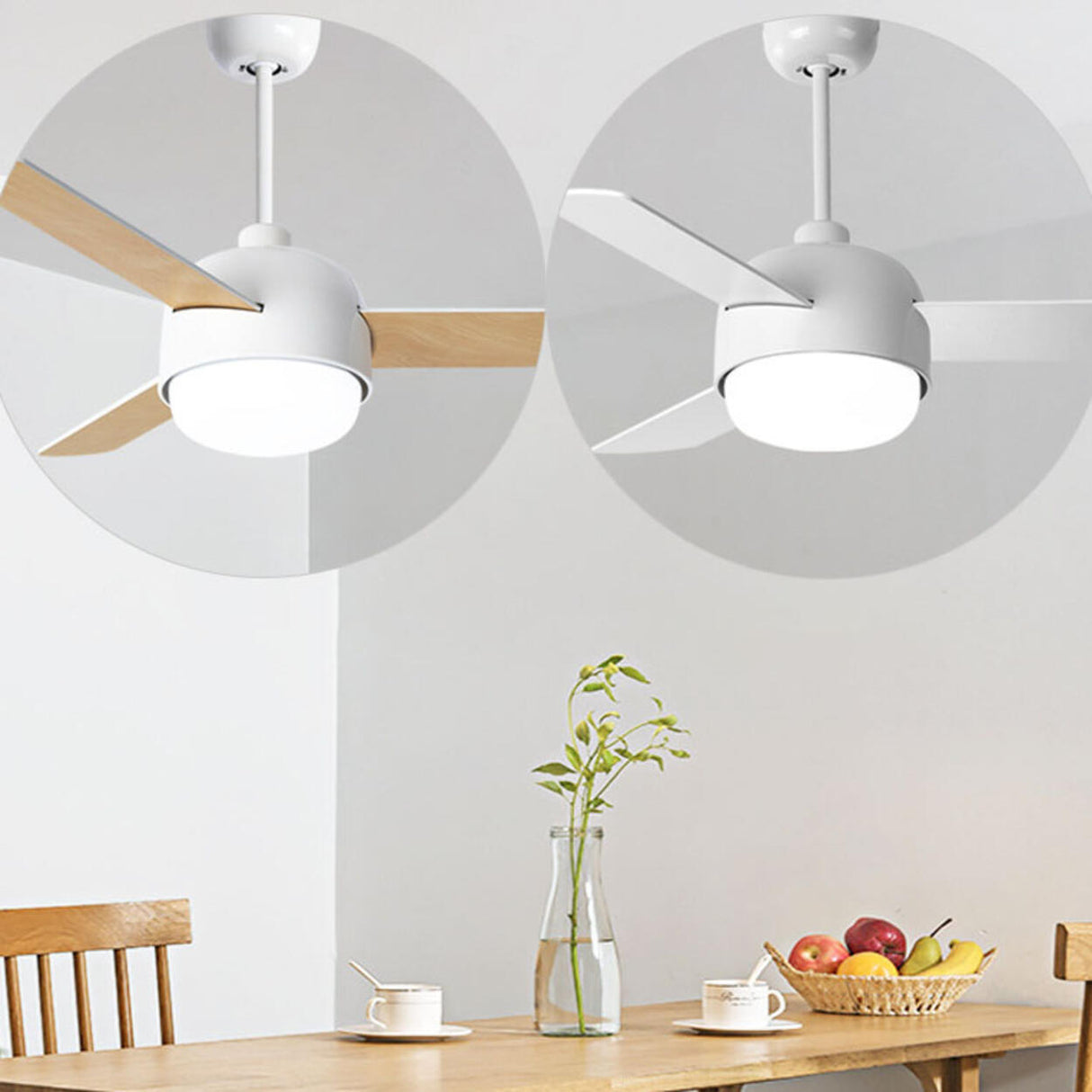 Simple Remote Dimmable 3 Blades Wood Ceiling Fan Light Image - 17