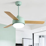 Simple Remote Dimmable 3 Blades Wood Ceiling Fan Light Image - 18