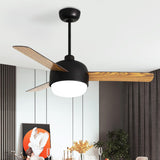 Simple Remote Dimmable 3 Blades Wood Ceiling Fan Light Image - 2