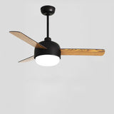 Simple Remote Dimmable 3 Blades Wood Ceiling Fan Light Image - 9