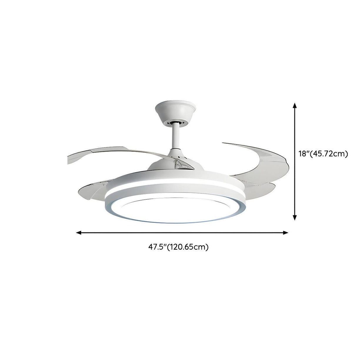 Simple Remote White Retractable Ceiling Fan with Light Image - 11