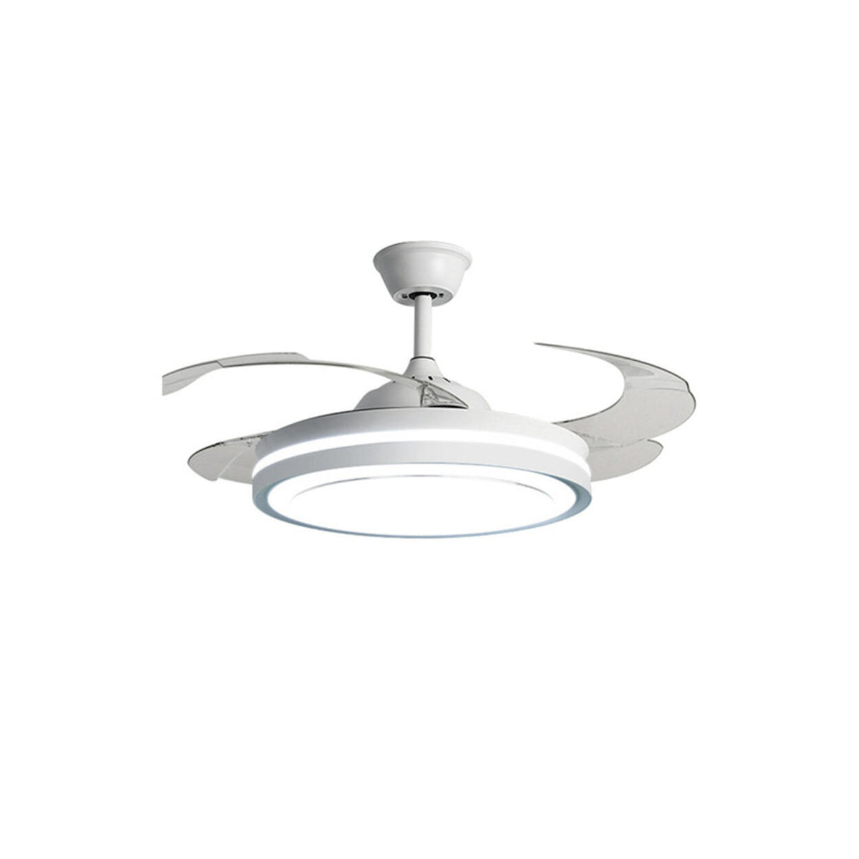 Simple Remote White Retractable Ceiling Fan with Light Image - 5