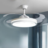 Simple Remote White Retractable Ceiling Fan with Light Image - 6