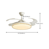 Simple Retractable Blades White LED Ceiling Fan Light #size