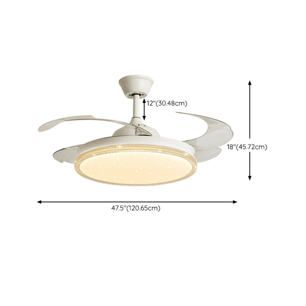 Simple Retractable Blades White LED Ceiling Fan Light Image - 11