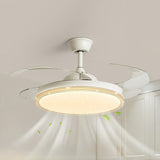 Simple Retractable Blades White LED Ceiling Fan Light Image - 4