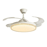 Simple Retractable Blades White LED Ceiling Fan Light Image - 5