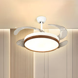 Simple Retractable LED Round Ceiling Fan with Light Image - 1