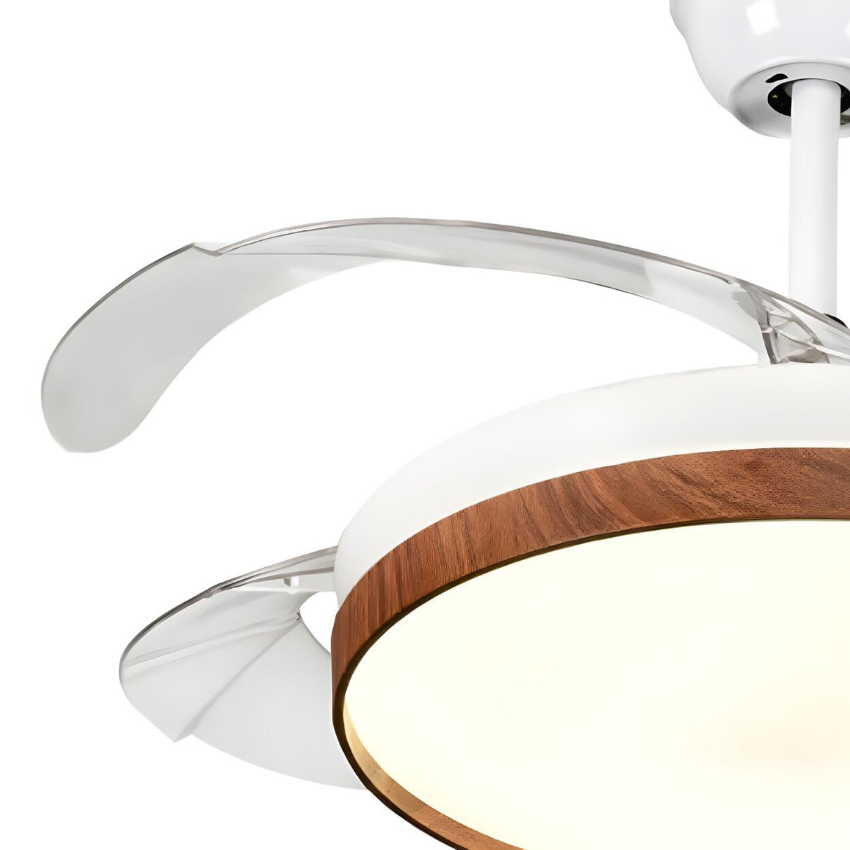 Simple Retractable LED Round Ceiling Fan with Light Image - 4