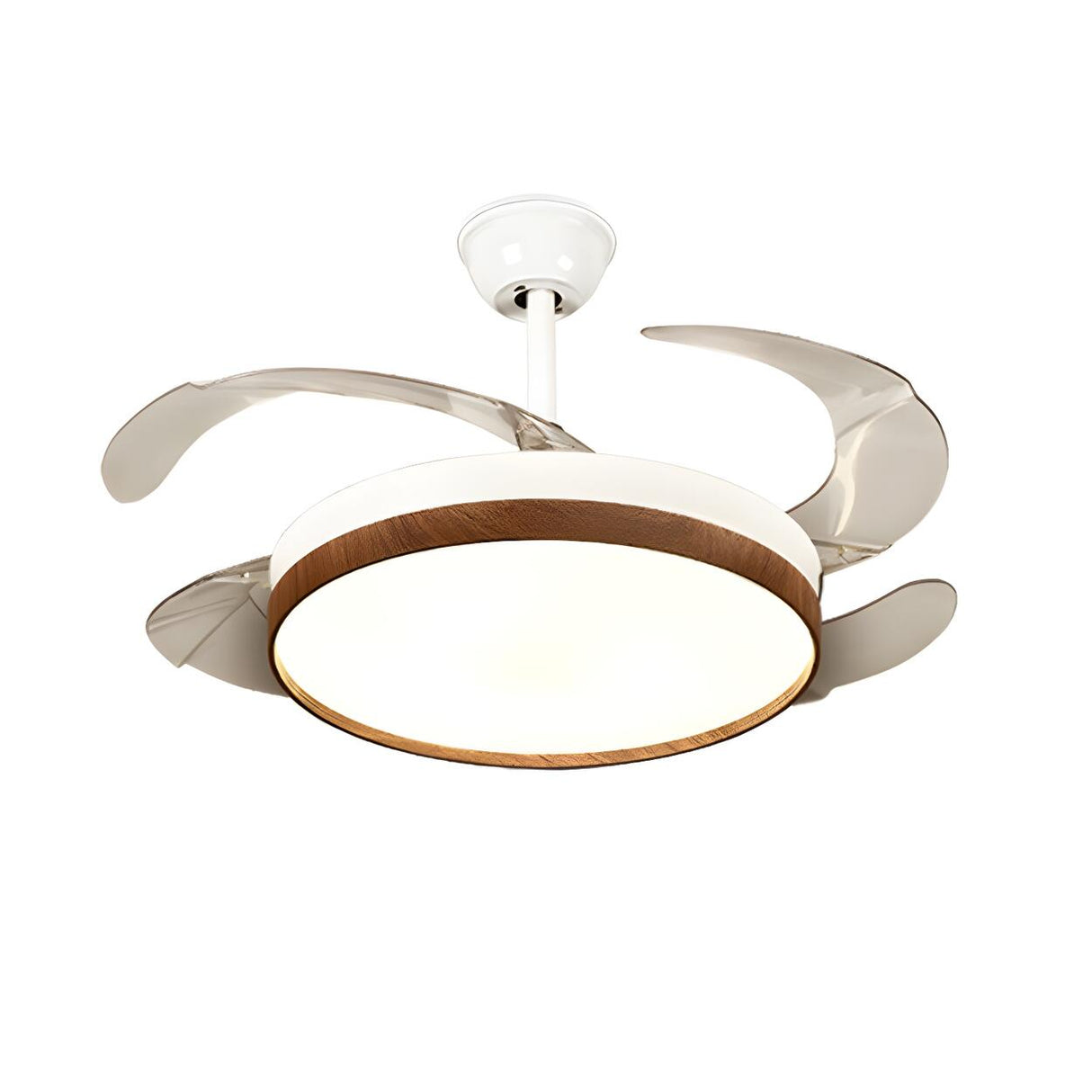 Simple Retractable LED Round Ceiling Fan with Light Image - 5