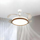 Simple Retractable LED Round Ceiling Fan with Light Image - 7