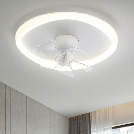 Simple Ring Flush Mount Ceiling Fan with LED Light Image - 1