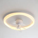 Simple Ring Flush Mount Ceiling Fan with LED Light Image - 2