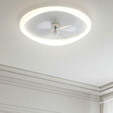 Simple Ring Flush Mount Ceiling Fan with LED Light Image - 4