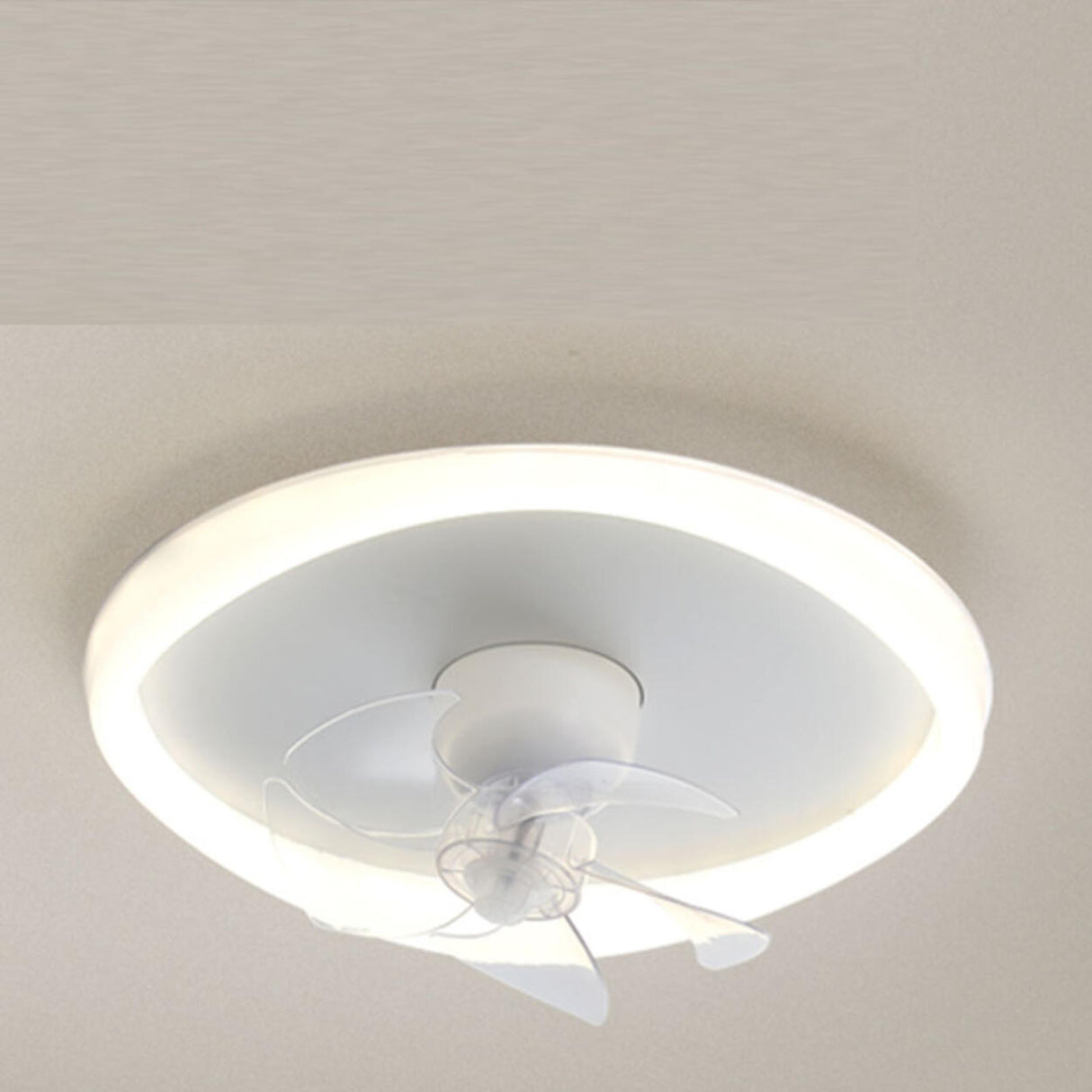 Simple Ring Flush Mount Ceiling Fan with LED Light Image - 7