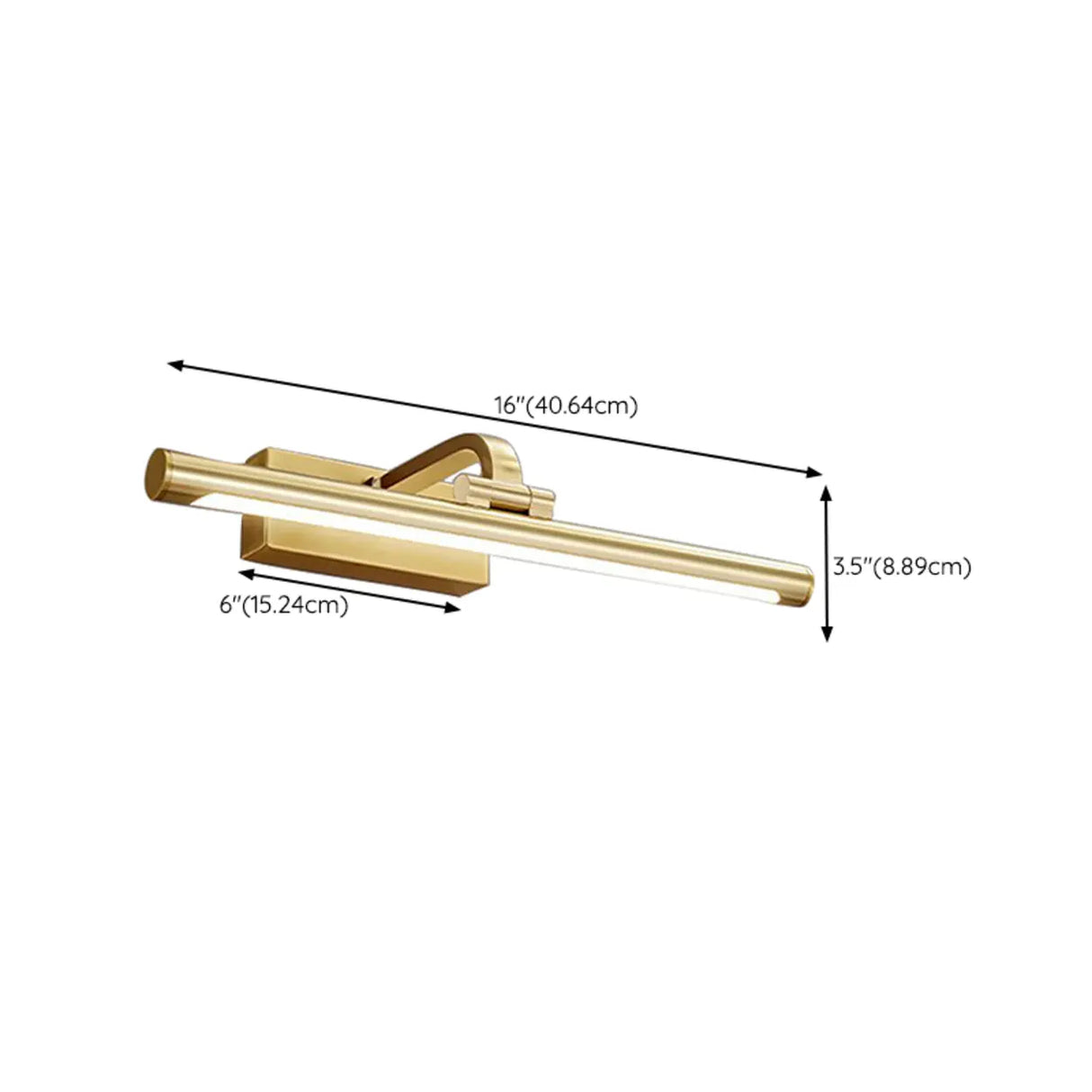 Simple Rotatable Brass Long Bar Vanity Mirror Light 