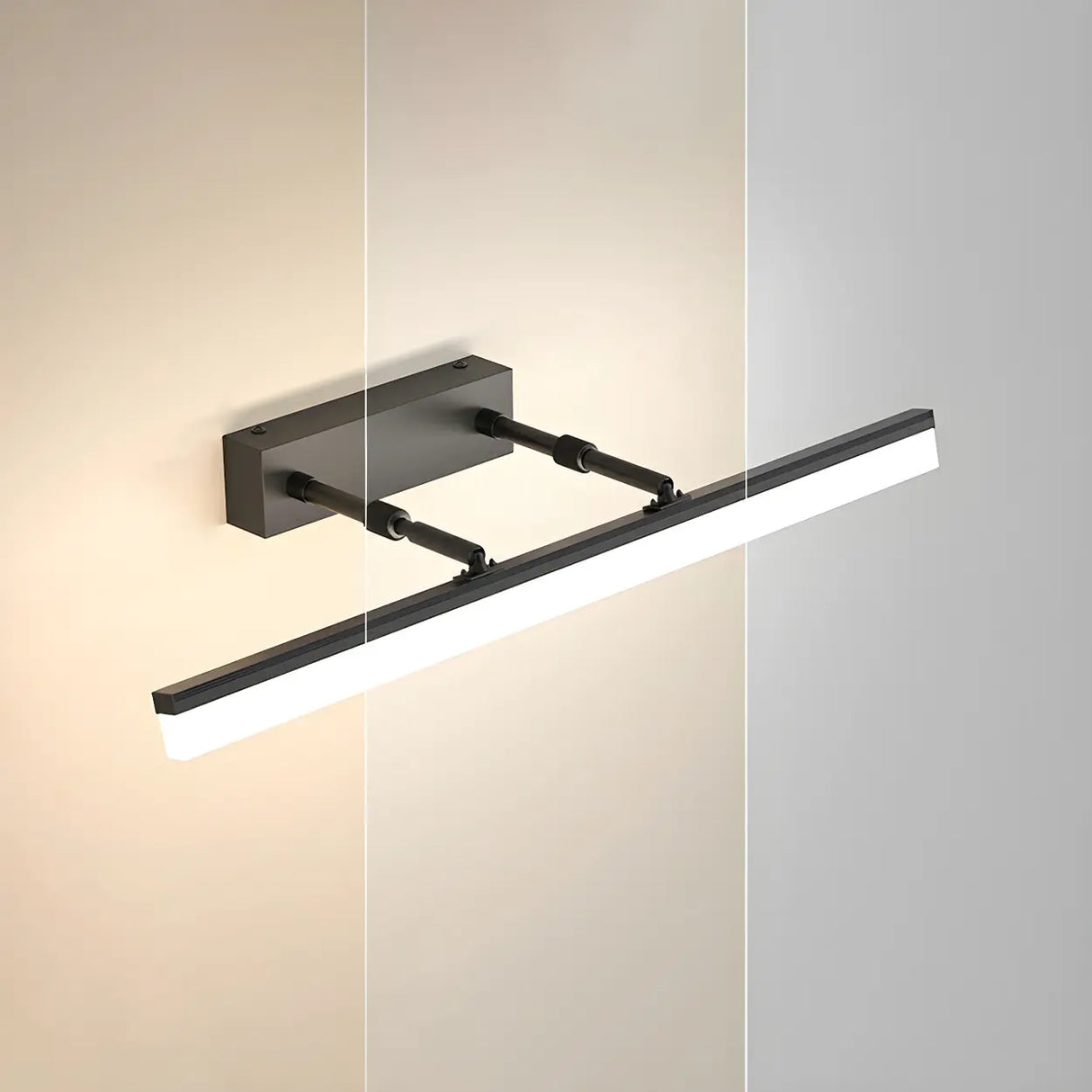 Simple Rotating Rectangular Black Metal Vanity Light Image - 2