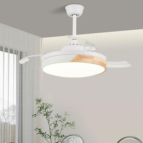 Simple Round 4 Blade Dimming Modern Ceiling Fan Light Image - 1