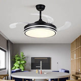 Simple Round 4 Clear Blades Modern Ceiling Fan Light Image - 1