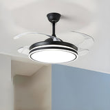 Simple Round 4 Clear Blades Modern Ceiling Fan Light Image - 3