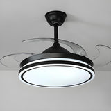 Simple Round 4 Clear Blades Modern Ceiling Fan Light Image - 5