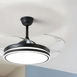 Simple Round 4 Clear Blades Modern Ceiling Fan Light Image - 6