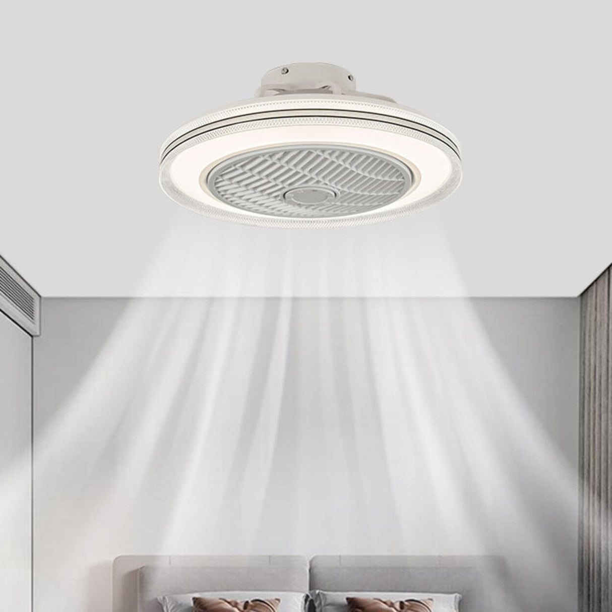 Simple Round Bladeless Modern Ceiling Fan with Light Image - 16