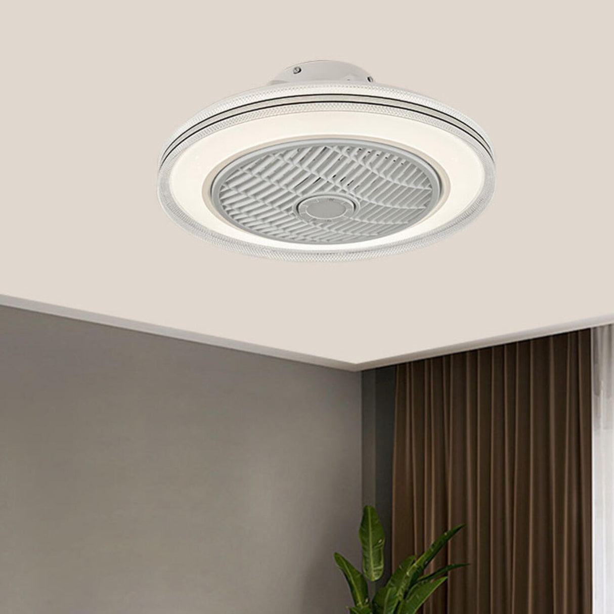 Simple Round Bladeless Modern Ceiling Fan with Light Image - 18