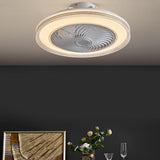 Simple Round Bladeless Modern Ceiling Fan with Light Image - 3