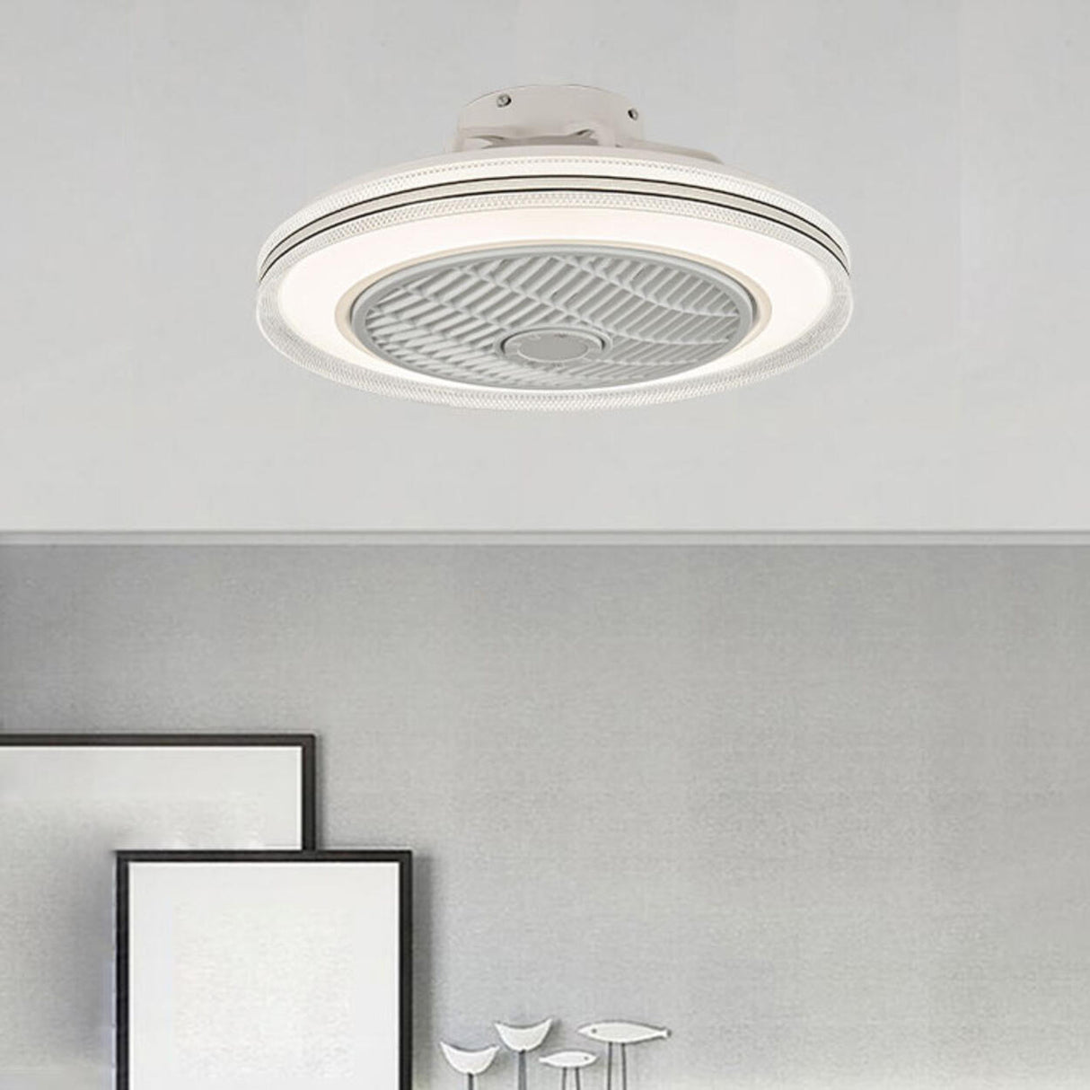 Simple Round Bladeless Modern Ceiling Fan with Light Image - 4