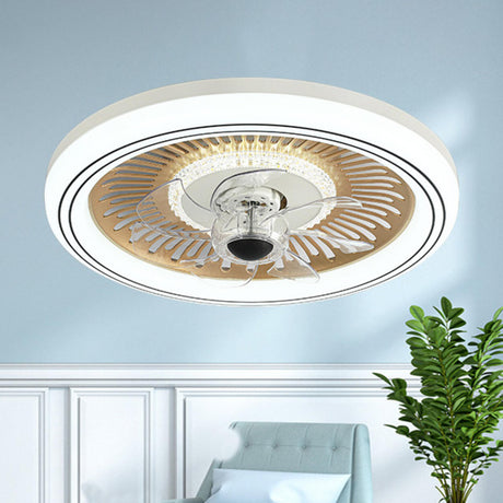 Simple Round Clear Blade Ceiling Fan with LED Light Image - 1