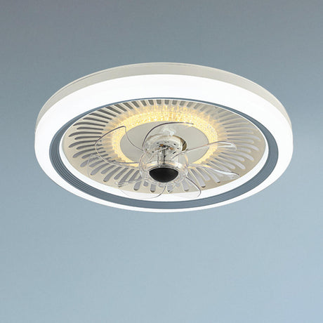 Simple Round Clear Blade Ceiling Fan with LED Light Image - 2