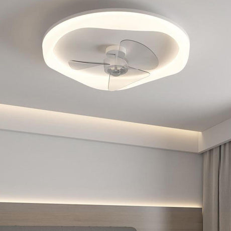 Simple Round Dimming Flush Mount Ceiling Fan with Light Image - 1