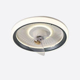 Simple Round Dimming Flush Mount Light with Fan Image - 7