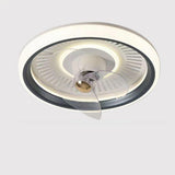 Simple Round Dimming Flush Mount Light with Fan Image - 8