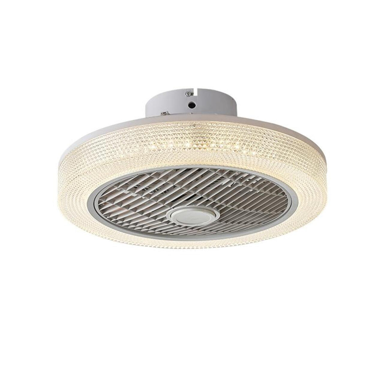 Simple Round Drum Flush Bladeless Ceiling Fan Light Image - 10