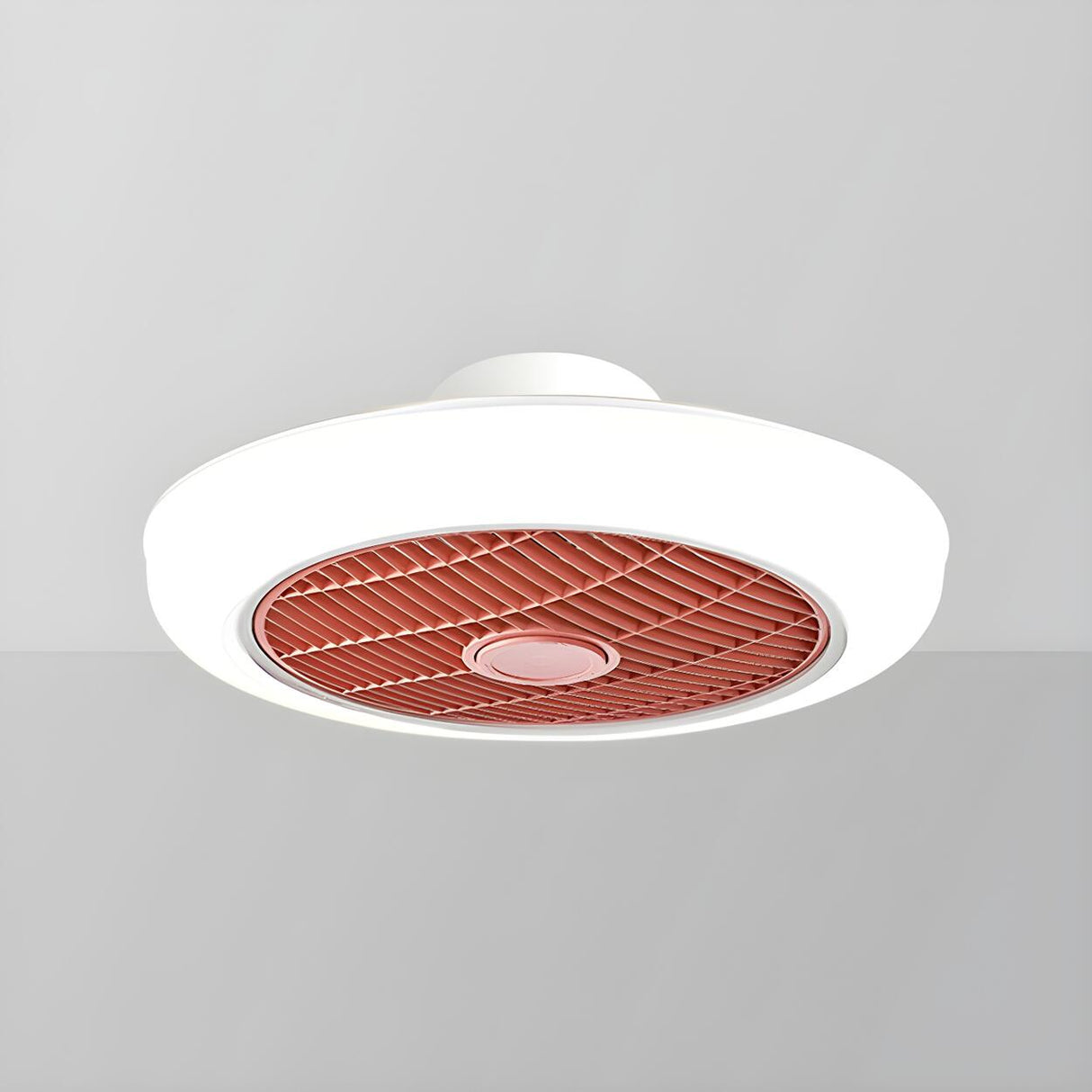 Simple Round Drum Flush Bladeless Ceiling Fan Light Image - 11