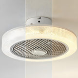 Simple Round Drum Flush Bladeless Ceiling Fan Light Image - 12