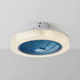 Simple Round Drum Flush Bladeless Ceiling Fan Light Image - 13