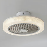 Simple Round Drum Flush Bladeless Ceiling Fan Light Image - 14