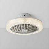 Simple Round Drum Flush Bladeless Ceiling Fan Light Image - 2