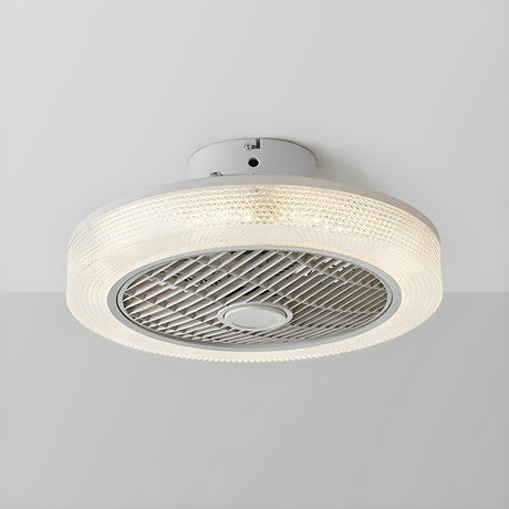 Simple Round Drum Flush Bladeless Ceiling Fan Light Image - 2