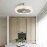 Simple Round Drum Flush Bladeless Ceiling Fan Light Image - 22