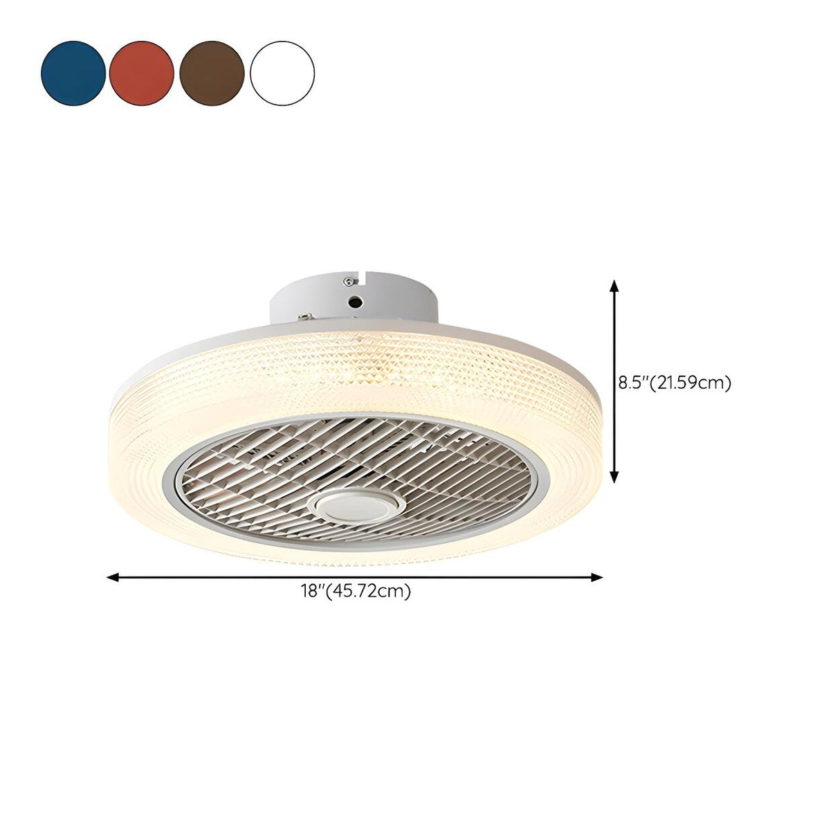 Simple Round Drum Flush Bladeless Ceiling Fan Light 