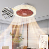 Simple Round Drum Flush Bladeless Ceiling Fan Light Image - 3