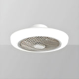 Simple Round Drum Flush Bladeless Ceiling Fan Light Image - 4