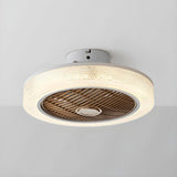 Simple Round Drum Flush Bladeless Ceiling Fan Light Image - 5